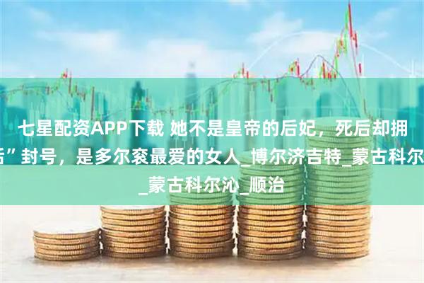 七星配资APP下载 她不是皇帝的后妃，死后却拥有“皇后”封号，是多尔衮最爱的女人_博尔济吉特_蒙古科尔沁_顺治